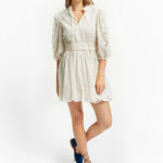 indee embroidery jurk off white bp f kn tnru