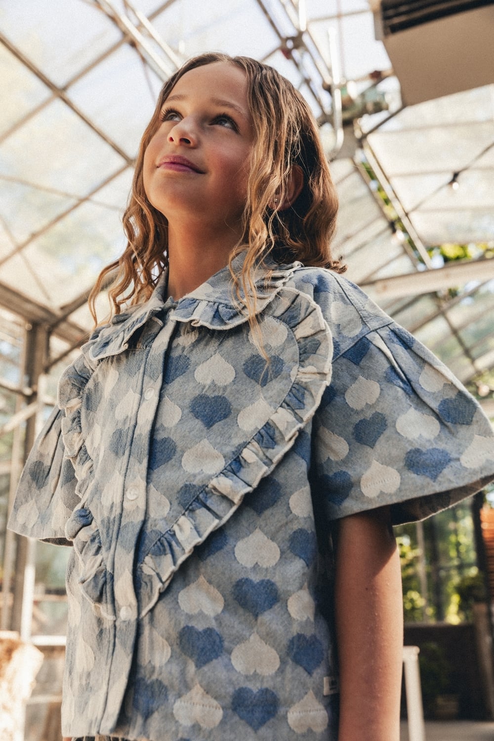 labo de colores laila heart slub blouse blue denim light bp zv qz tappf