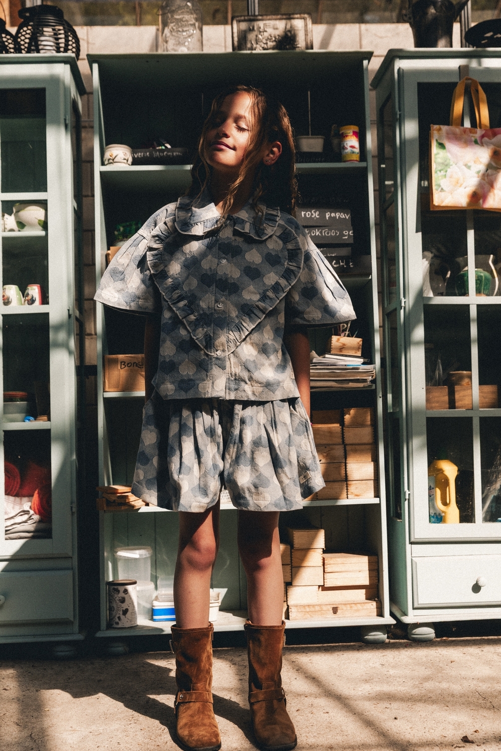 labo de colores lois heart slub skort blue denim light bp zx rd tappaf