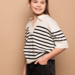 sofie schnoor gestreepte polo trui off white black bp wb bq tdjni