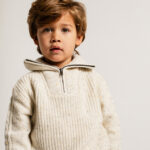 baje gebreide half zip trui sand bp hf ex tko