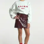 aaiko marelle shine skirt bordeaux bp fo cz tidas